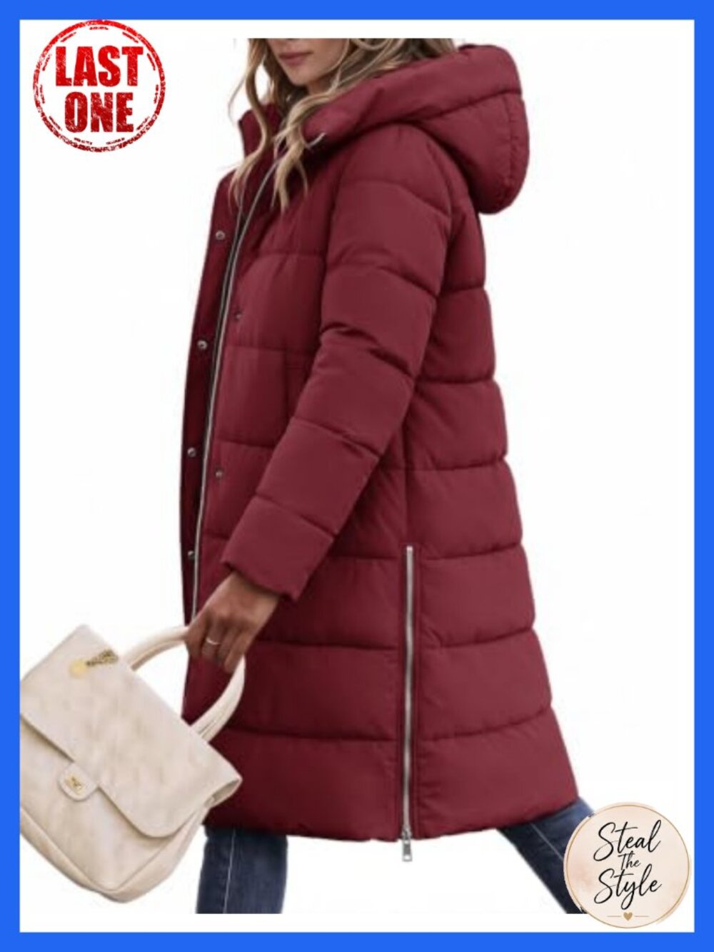 Women's Long Quilted Puffer Coat Hooded Warm Winter Jacket